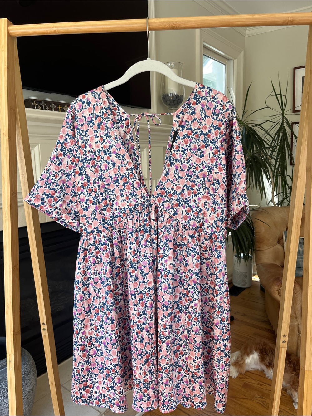 Lulu's Pink and Navy Floral Mini Dress